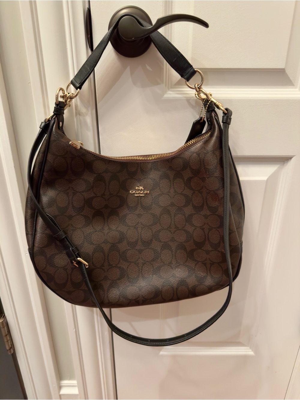 Coach Outlet Brown Signature Harley Hobo with Gold Hardware - Picture 8 of 9